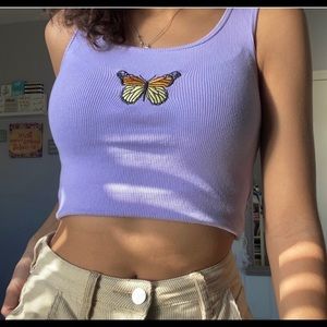 Cute purple butterfly Tank top, Size Small